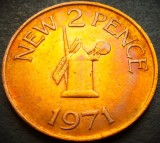 Cumpara ieftin Moneda exotica 2 NEW PENCE - GUERSNSEY, anul 1971 *cod 4792 - MAI RARA, Europa