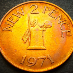 Moneda exotica 2 NEW PENCE - GUERSNSEY, anul 1971 *cod 4792 - MAI RARA