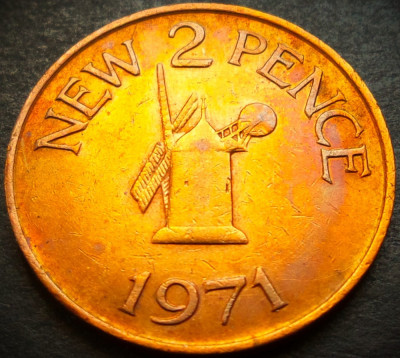 Moneda exotica 2 NEW PENCE - GUERSNSEY, anul 1971 *cod 4792 - MAI RARA foto
