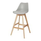 Scaun Bar GoodHome Urban Pitaya Gri, Cadru Lemn, 100cm Inaltime, Design Modern Bucatarie Living