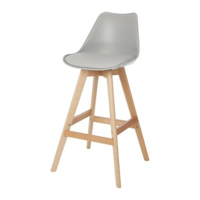 Scaun bar Urban Pitaya gri, cadru lemn, 50 x 43 x 100 cm foto