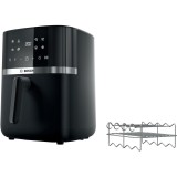 Friteuza cu aer cald Bosch MAF462B1, 2050 W, 6.1l, 7 programe, Set Grill, Touchscreen, Negru