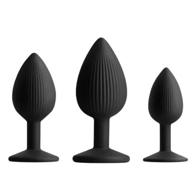 Set dildo Ribbed Texture 3pcs Negru foto