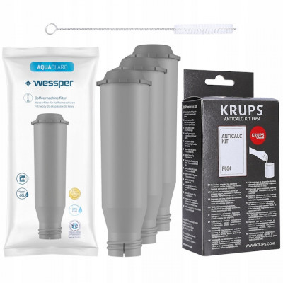Kit intretinere espressor, Wessper, Compatibil cu Krups, 3 x Filtru apa, Perie, Detartrant foto