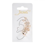Set Cercei Femei, Language Of Jewels, 6 Bucăți, Culoare Aurie, Cu Strass și Earcuff, Oem