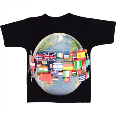 Tricou &amp;quot; Globe with flags &amp;quot; foto
