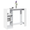 Masă Bar Gossi Alb 124x46x103.5 cm Lemn Prelucrat cu Rafturi Depozitare, Mobilier Living Bucătărie