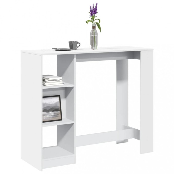 Gossi masa de bar cu raft, alb, 124x46x103,5 cm, lemn prelucrat