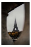 Tablou Canvas Turn Eiffel prin ceață toamnatică, 26 x 39 cm, CMCLASS