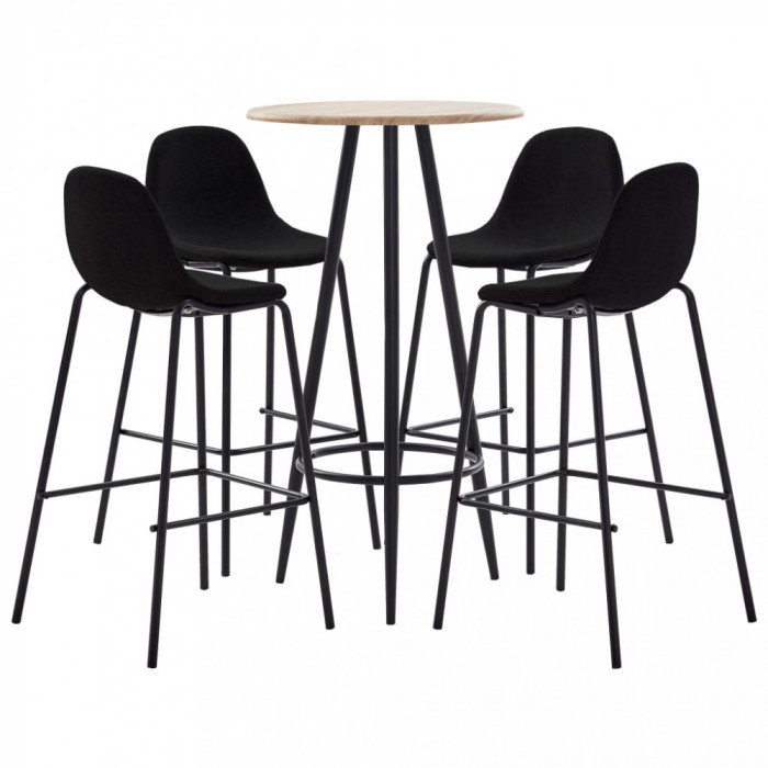 Set mobilier de bar, 5 piese, negru, material textil GartenMobel Dekor