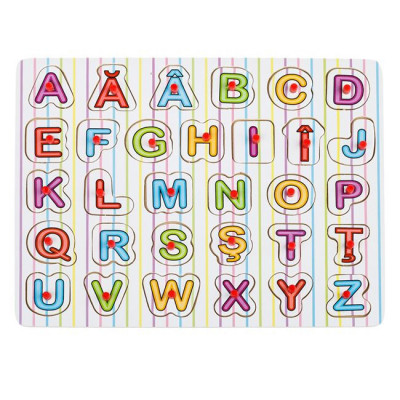 Tabla din lemn Montessori cu litere Alfabet Colorate, 31 Litere, 3D, Lemn, +3 Ani foto