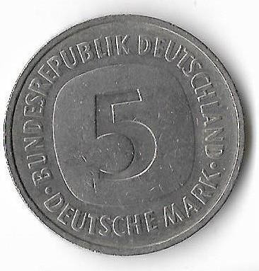 Moneda 5 mark 1983 F - Germania
