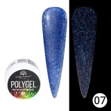 Polygel cu sclipici pentru constructie unghii, Disco Polygel, reflectorizant, 15 g, 07