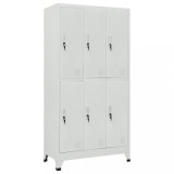 vidaXL Dulap vestiar cu 6 compartimente, oțel, 90 x 45 x 180 cm, gri