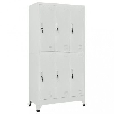 vidaXL Dulap vestiar cu 6 compartimente, oțel, 90 x 45 x 180 cm, gri foto