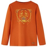 Tricou pentru copii cu m&acirc;neci lungi, ruginiu deschis, 128, vidaXL