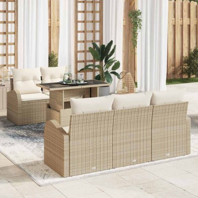 vidaXL Set de canapele pentru grădină 6 pcs Bej 100 x 55 x 73 cm 3357294 foto