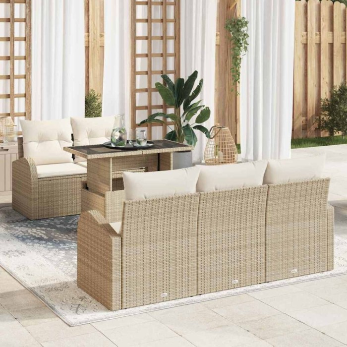 vidaXL Set de canapele pentru grădină 6 pcs Bej 100 x 55 x 73 cm 3357294