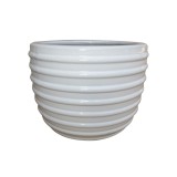 Ghiveci ceramic, exterior, rotund, alb, 28 x 23 cm, KP202012-3