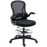 Vinsetto Scaun de Birou Ergonomic, Scaun Rotativ din Plasă, Reglabil pe &Icirc;nălțime cu Suport pentru Picioare și Cotiere Rabatabile, Capacitate 120kg, Ne