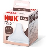 Tetină Perfect Match NUK, din silicon moale, fără BPA, mărime M, de la 3 luni, 2 bucăți