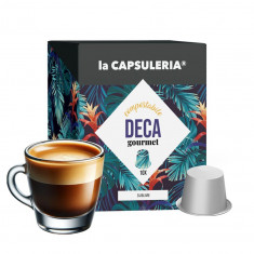 Cafea Deca Gourmet capsule biodegradabile, 10 capsule compatibile Nespresso, La Capsuleria