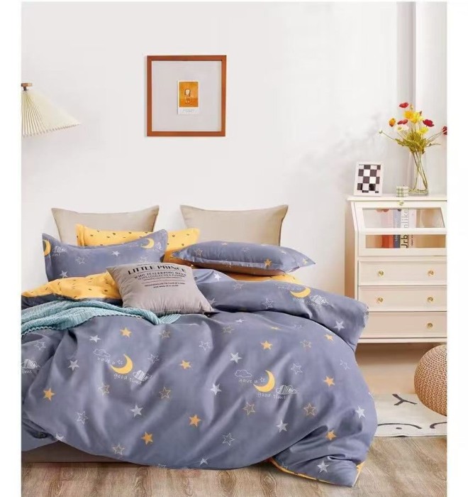 Lenjerie pat single,bumbac finet,4 piese,cearceaf cu elastic 140x200cm,cearceaf pilota 150x220cm,2 fete de perna 50x80cm-A1152