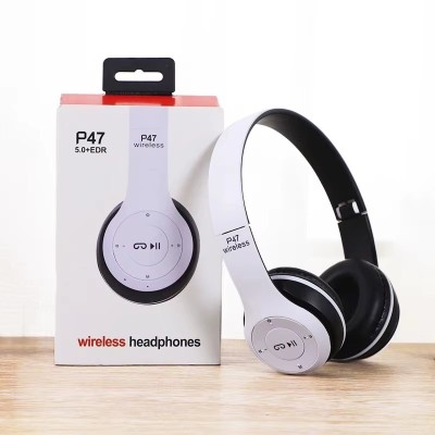 Casti wireless P47, Bluetooth 5.0 + Edr, Stereo, Radio FM, MP3, microfon, alb foto