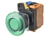 Comutator OMRON 22mm 2 NO Verde Acționat prin Apăsare