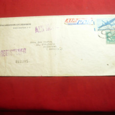 Plic Legatia Regala Romania Washington ,RecomandataPar Avion ,fr.30 centi 1947