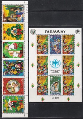 Paraguay 1981 - Crăciunul și Anul Internațional al Copilului, Serie in Staif + Bloc, MNH foto