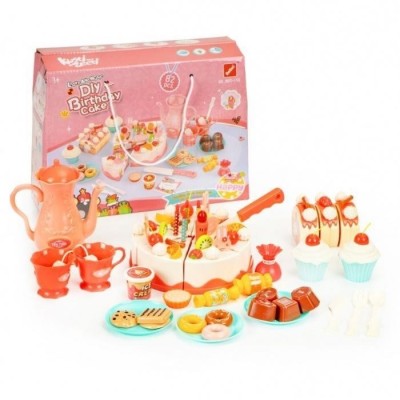 Set tort aniversar cu accesorii, 82 de elemente, Ecotoys HC417716 foto
