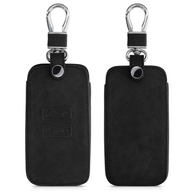 Husa Cheie Auto pentru Renault / Dacia - 4 Butoane - Keyless Go, kwmobile, Piele ecologica, Negru, 48563.01 foto