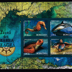RO 2007 ,LP 1755a,"Fauna din Marea Neagra" , colita 393 ,tiraj 15.000 , MNH