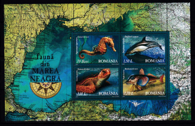 RO 2007 ,LP 1755a,&amp;quot;Fauna din Marea Neagra&amp;quot; , colita 393 ,tiraj 15.000 , MNH foto