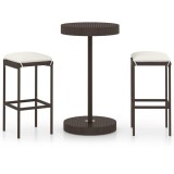 Cumpara ieftin Set mobilier bar de gradina, cu perne, 3 piese, maro, poliratan