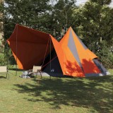 vidaXL Cort familial tip tipi, gri și portocaliu, pentru 12 persoane, impermeabil.