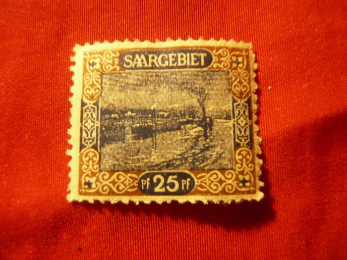 Timbru Saargebiet 1921 - Motive locale ,val. 25pf sarniera