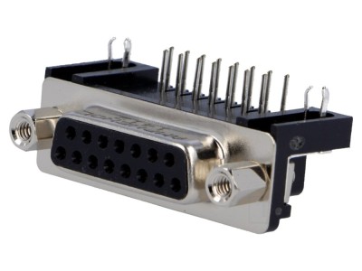 Conector D-Sub 15 pini mamă 90&amp;deg; THT foto