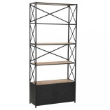 Cumpara ieftin Bibliotecă, 80x32,5x180 cm, lemn masiv de brad și oțel
