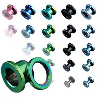 Tunel din titan cu filet, anodizat, multicolor - Lățime: 2,5 mm, Culoare Piercing: Verde foto