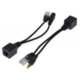 Cablu POE Pasiv UTP + Alimentare DC 2.1mm Alb/Negru, Injector POE, Camere Supraveghere, Transmisie Video si Alimentare