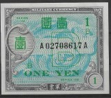!!! RARR : JAPONIA , OCUPATIA ALIATA - 1 YEN (1945) - P 67 a - UNC / CEA DIN SCAN