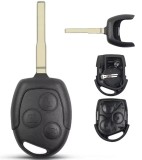 Carcasa cheie auto Techstar compatibila cu Ford Focus/Mondeo/Fiesta/Transit, 3 butoane, lamela HU101, neagra &ndash; fara electronica