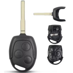 Carcasa cheie auto Techstar compatibila cu Ford Focus/Mondeo/Fiesta/Transit, 3 butoane, lamela HU101, neagra &ndash; fara electronica