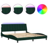 Cumpara ieftin Cadru de pat cu LED fara saltea, Hanko, verde inchis, 180x200 cm, catifea
