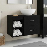 Cumpara ieftin Set dulap baie 2 buc. Stejar Negru 79,5 x 44,5 x 80 cm