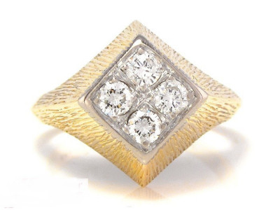 Inel aur vintage aur 14k cu diamante 0,40ct foto