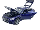 Macheta Mercedes GT63 AMG V8 1:32 albastru, sunet, lumini, deschide usi si capote