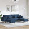 VidaXL Sofa din material textil cu pernă albastru 208 cm țesătură